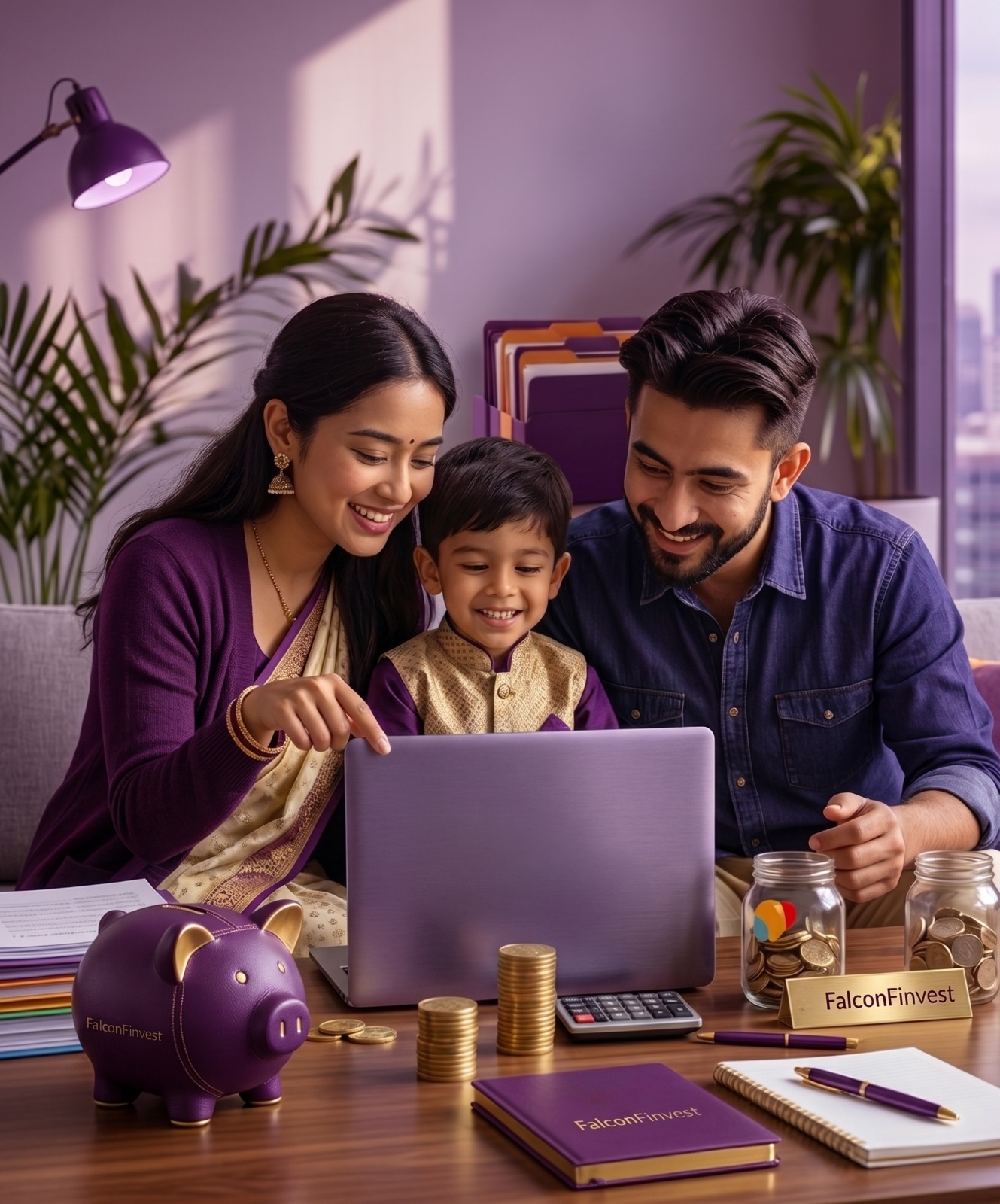 A Falcon Finvest advisor reviewing a family's financial plan